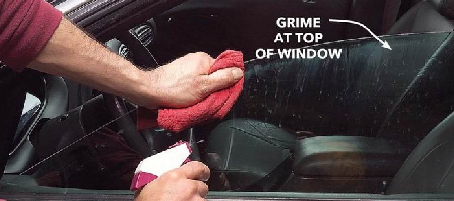 grime at top of the window